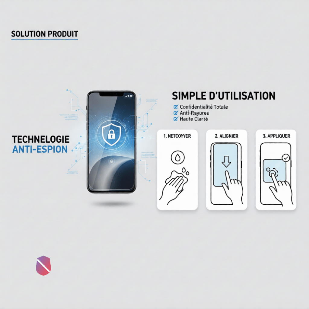 filtre confidentialite iphone ecran noir angle lateral